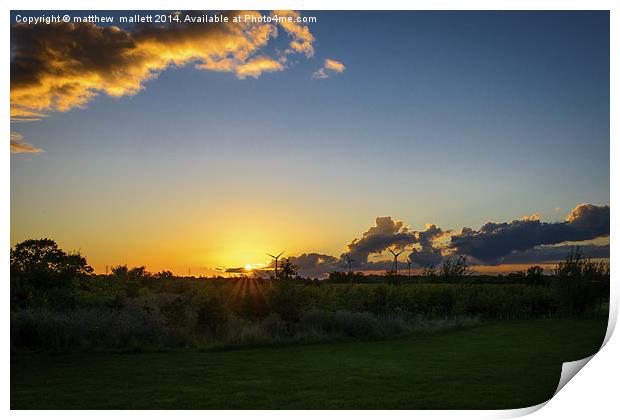  Sunset Cloud Reflection Over Clacton Windfarm Print by matthew  mallett