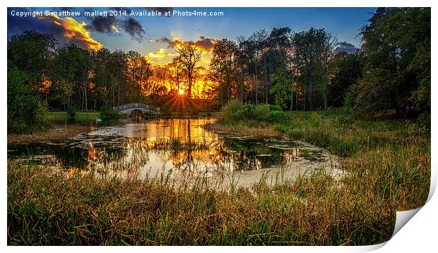  October Sunset Over The Lower Lake Print by matthew  mallett