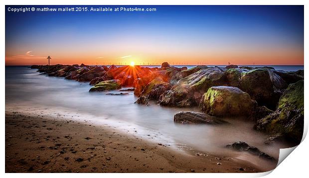  Sunrise Behind the Wind Farm Jan 2015 Print by matthew  mallett