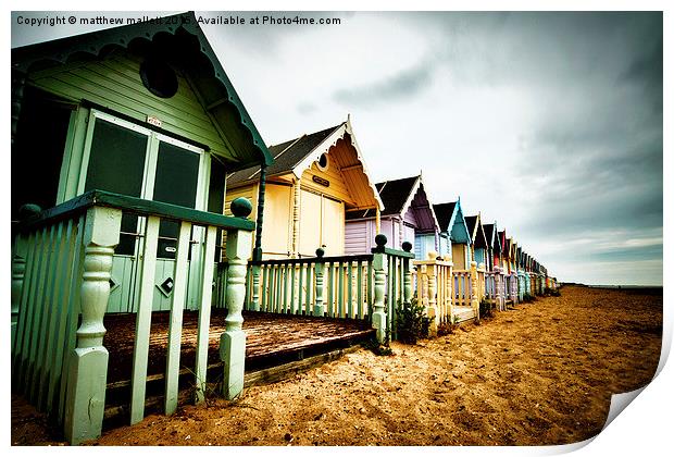  Mersea Beach Huts Vintage Style Print by matthew  mallett