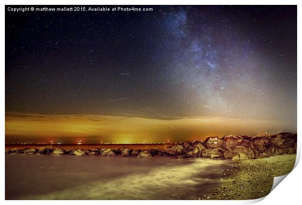  Lights Of Milky Way Over Gunfleet Windfarm 2 Print by matthew  mallett