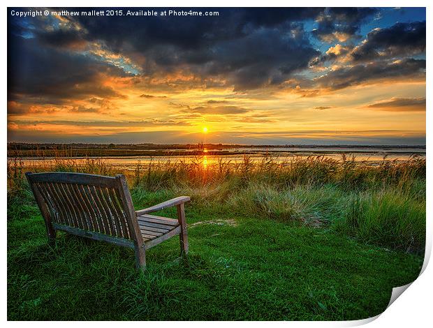  Sit and Reflect As The Sun Goes Down Print by matthew  mallett