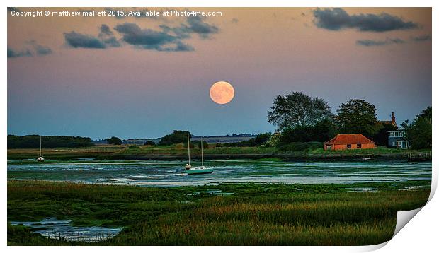  Super Moon Over The Backwaters Print by matthew  mallett