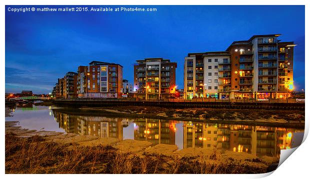  Hythe Quay Dusk View in Colchester 3 Print by matthew  mallett