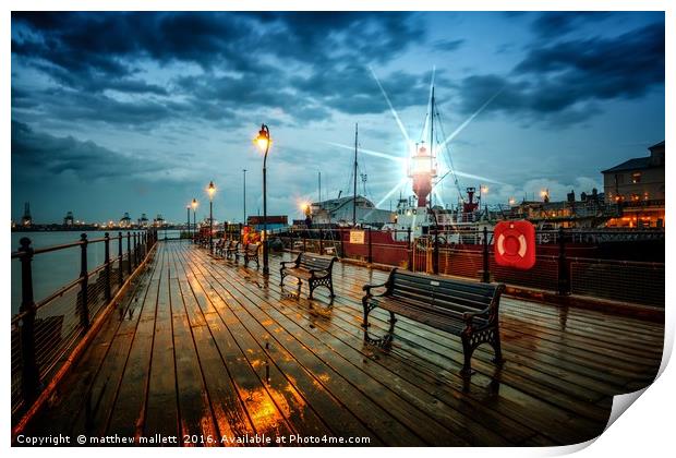 Halfpenny Pier and Lightship Sunset Print by matthew  mallett