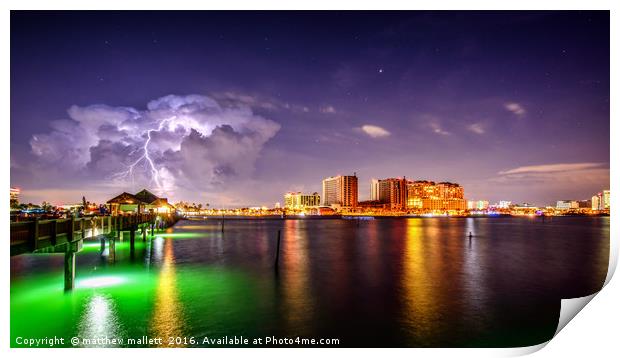 Storm Behind Clearwater Beach Florida Print by matthew  mallett