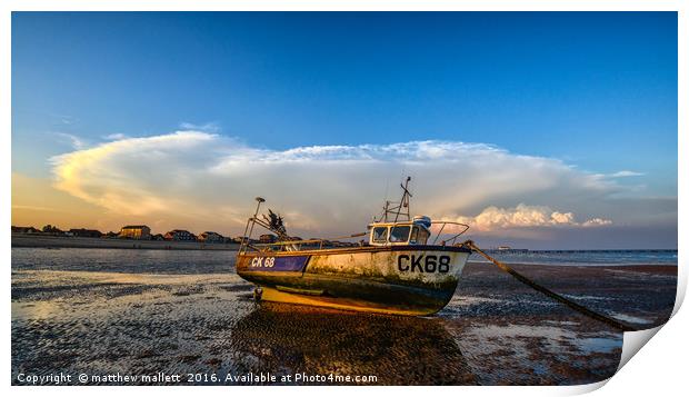 Passing Storm Over Martello Beach Clacton Print by matthew  mallett