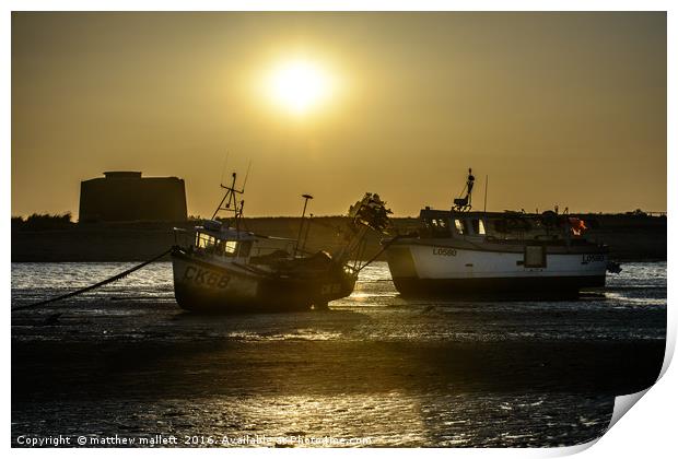 Sun Setting Over Martello Beach and Tower  Print by matthew  mallett