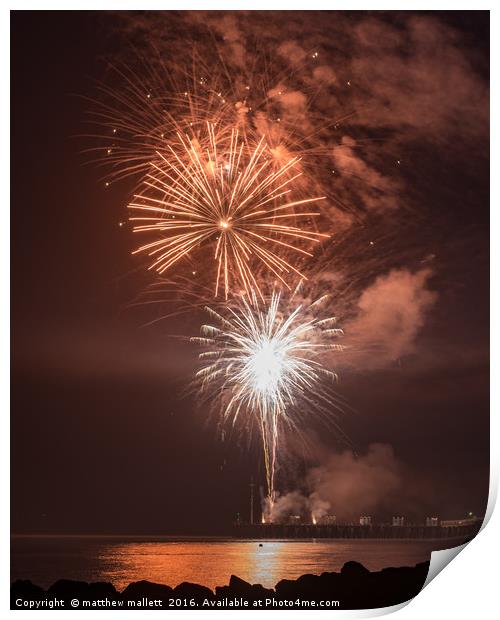Clacton Pier Firework Colour 2 Print by matthew  mallett