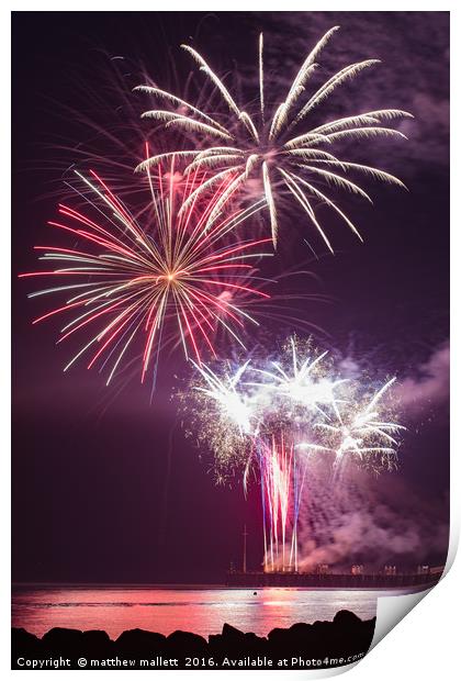 Clacton Pier Firework Colour 3 Print by matthew  mallett