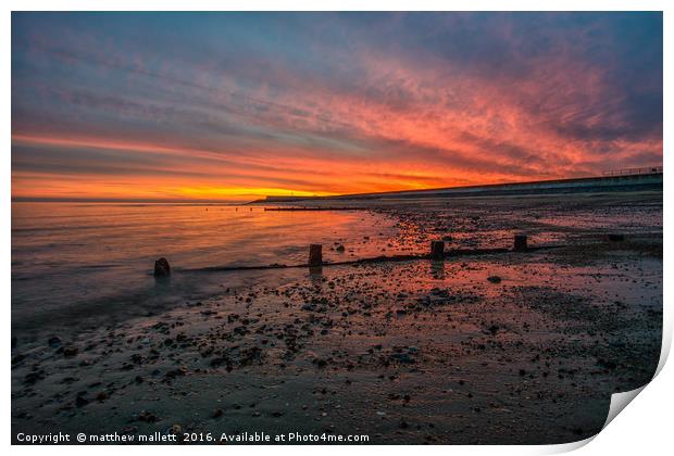 Fire Sunset Over Frinton On Sea Print by matthew  mallett