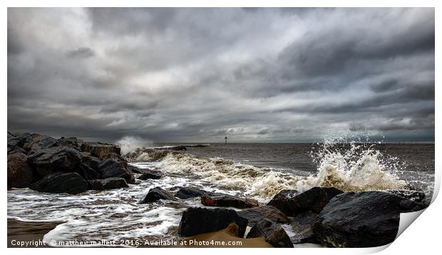 Storm Angus Essex Angry Sea 2 Print by matthew  mallett