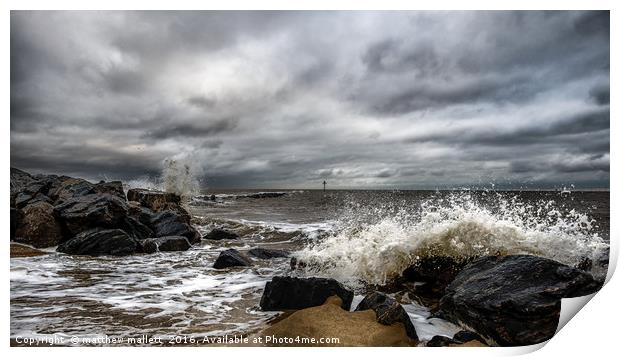 Storm Angus Essex Angry Sea 3 Print by matthew  mallett