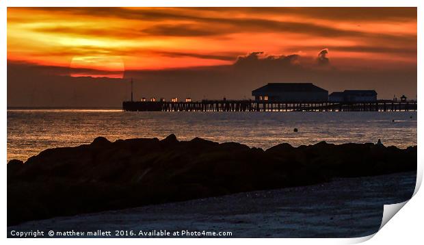 Last Moments of Sun Behind Clacton Pier Print by matthew  mallett