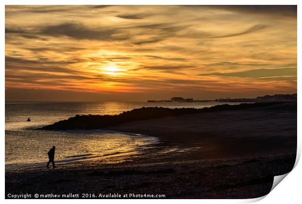 Stroll Along Clacton Seafront At Sunset Print by matthew  mallett