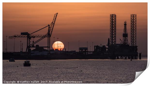 Industrial Sunset At Parkeston Quay Print by matthew  mallett