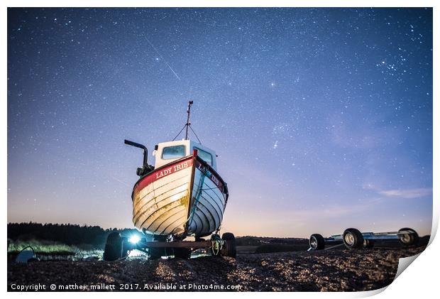 Shooting Stars and Orion Over Weybourne Beach Print by matthew  mallett