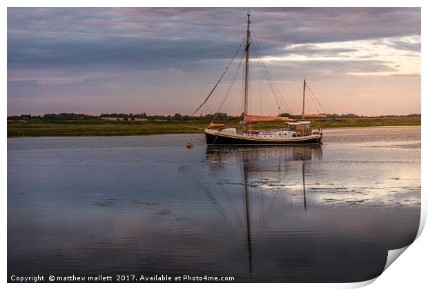 Moored and Waiting On Essex Backwaters Print by matthew  mallett