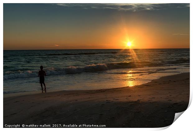 Sunset Off Bradenton Beach Florida Print by matthew  mallett