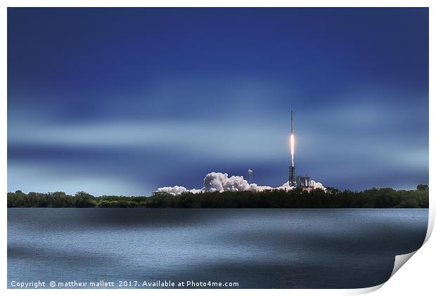 Falcon 9 Lift Off Print by matthew  mallett