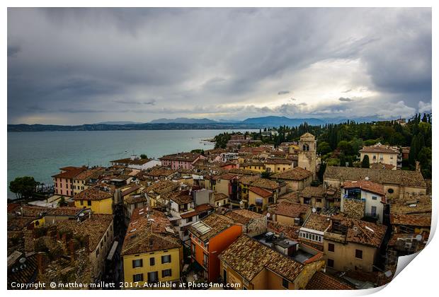 Sirmione Italy Rooftop View Print by matthew  mallett