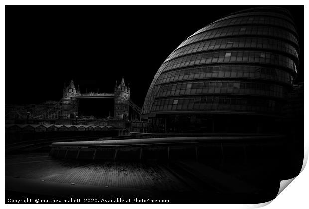 City hall And London Bridge Print by matthew  mallett
