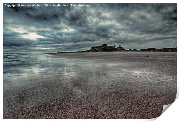 Bamburgh Beach and Castle Print by Andrew Warhurst