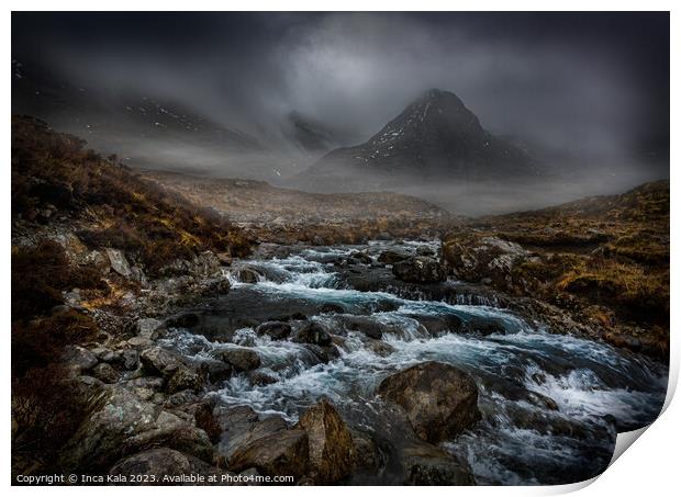 Stormy Skye and the Fairy Pools Print by Inca Kala