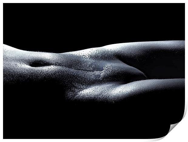 Bodyscape nude water with droplets 1 Print by Inca Kala