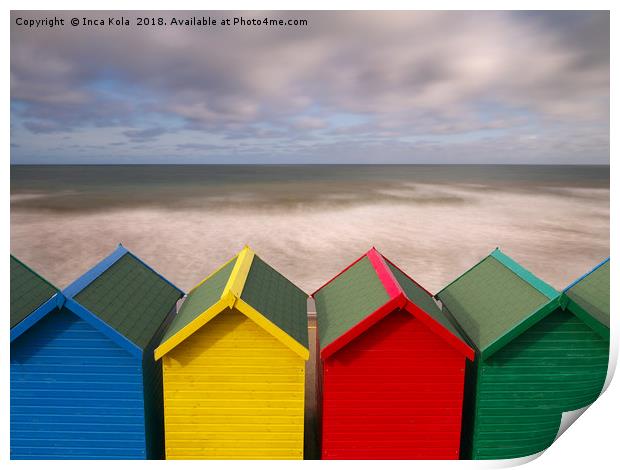 Beach Huts In Whibty Print by Inca Kala