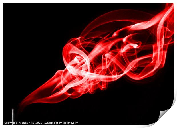 Nude in a Smoke Trail - red Print by Inca Kala