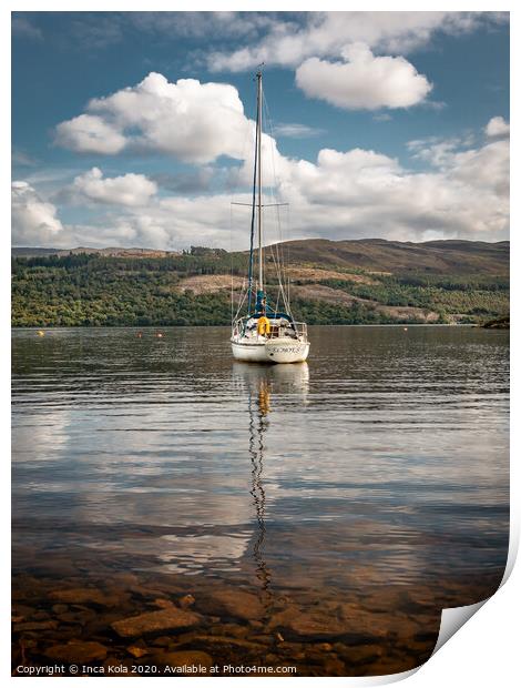 Sailing boat on Loch Lomond Print by Inca Kala