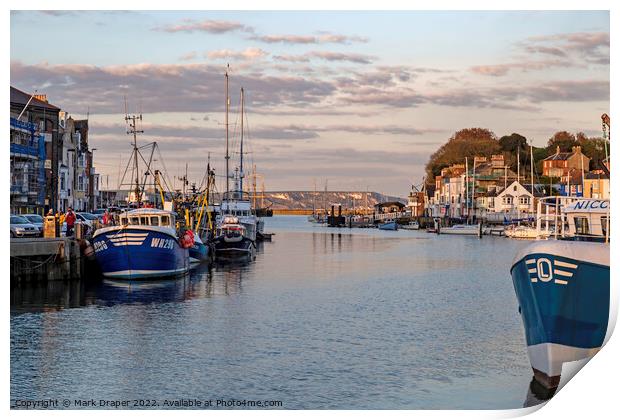 Sunset at Weymouth Harbour Print by Mark Draper