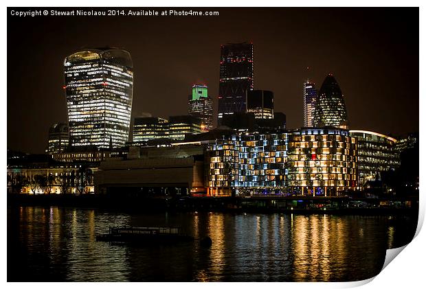 The City By Night Print by Stewart Nicolaou