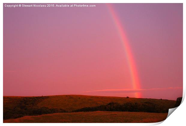 Rainbow Over East Creech Farm Print by Stewart Nicolaou