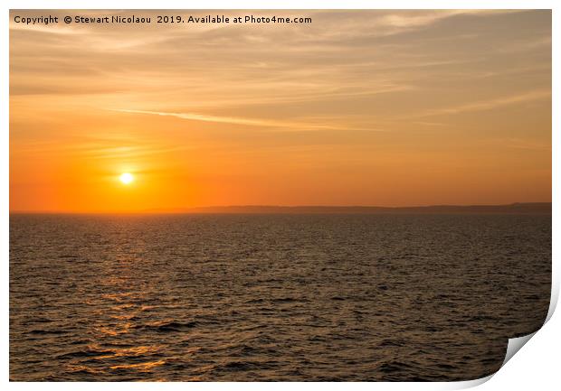 English Channel Sunset Print by Stewart Nicolaou