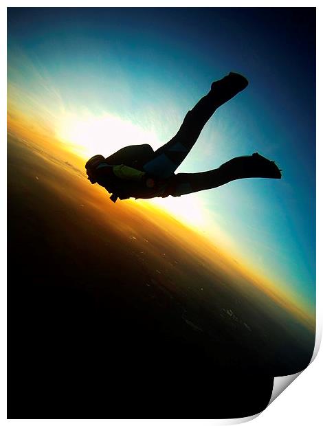 sunset skydive track Print by Ewan Cowie