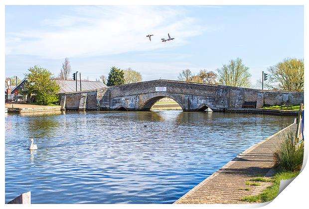 Potter Heigham Bridge with flying ducks Print by James Taylor