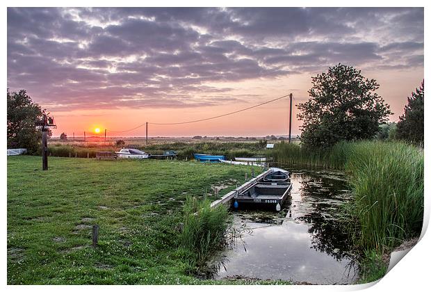 Sunset at Somerton Staithe, Norfolk Print by James Taylor