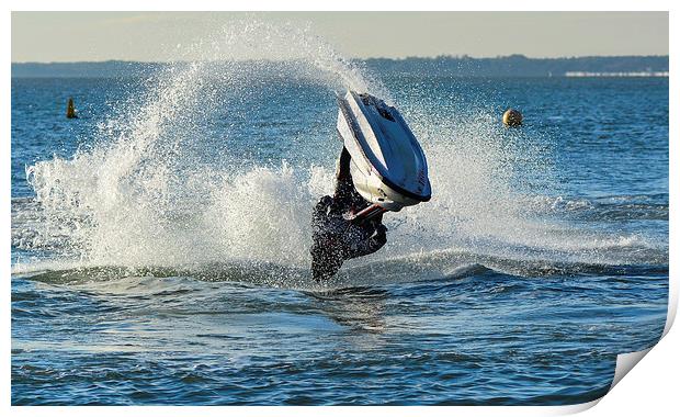 jet ski stunt on the water Print by nick wastie