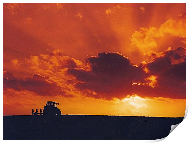 Sunset Ploughing in Caradon Print by Roger Upton