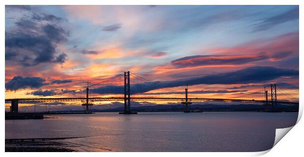 Forth Bridges At Sunset. Print by Tommy Dickson