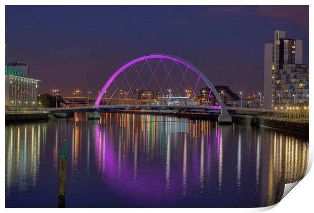 Clyde Arc, Glasgow at night. Print by Tommy Dickson