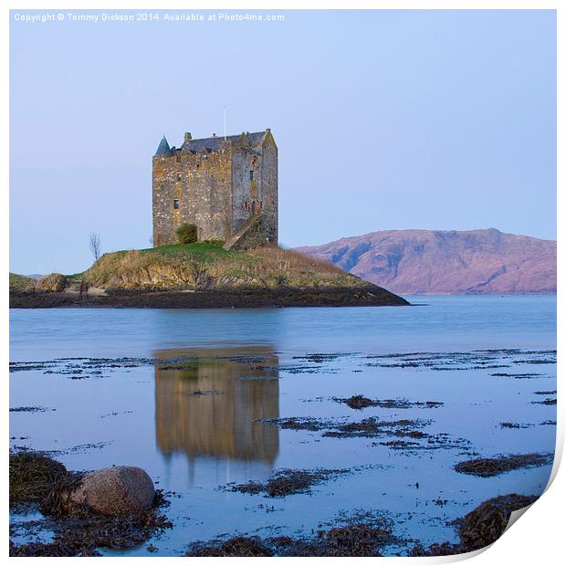 Majestic Castle Stalker Reflected in Scottish Wate Print by Tommy Dickson