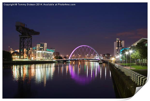 Glasgows Shimmering Squinty Bridge Print by Tommy Dickson