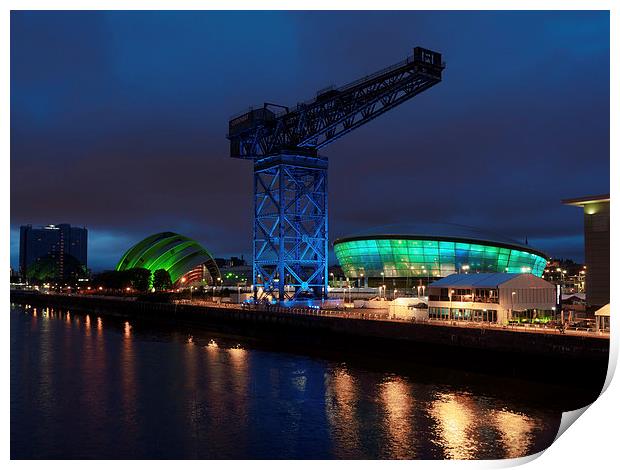 Glasgows Vibrant Night Skyline Print by Tommy Dickson