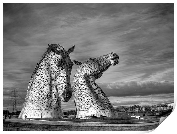 The Kelpies, Falkirk. Print by Tommy Dickson