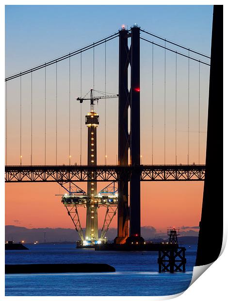  Forth Bridges at sunset Print by Tommy Dickson