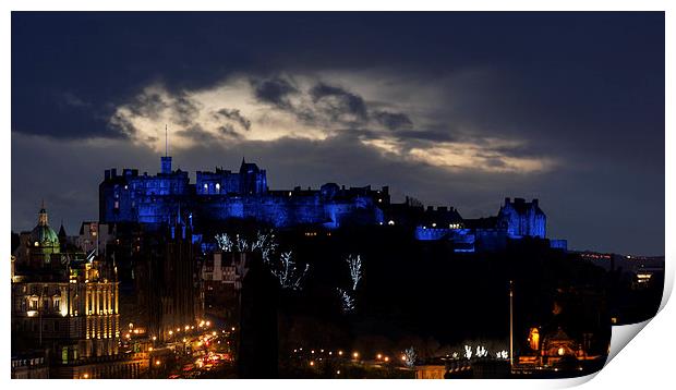  Edinburgh Castle at night. Print by Tommy Dickson