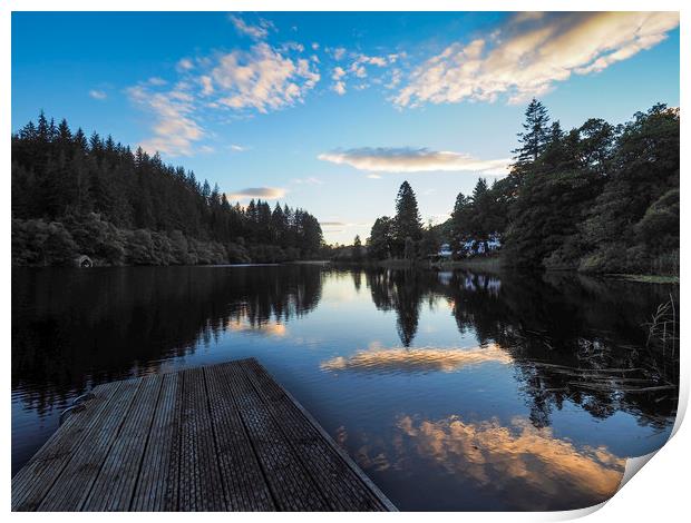 Serenity on Loch Ard Print by Tommy Dickson